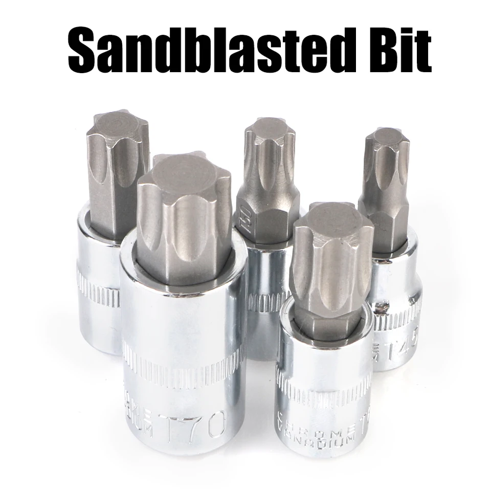 13pz Prese Torx Star Bit Maschio Unità Mista 1/4" 3/8" E 1/2" T8 - Foto 3