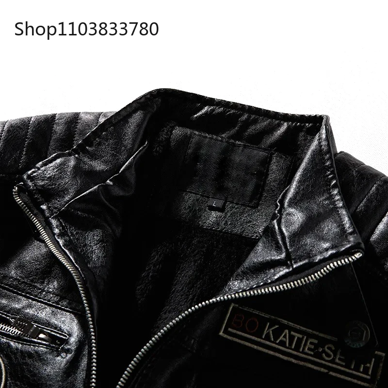 남성용 PU 재킷, 단색 라펠 플러시 및 두꺼운 남성 스포츠 재킷, 플러스 사이즈 7XL 오토바이 가죽 재킷, 남성 의류, 겨울