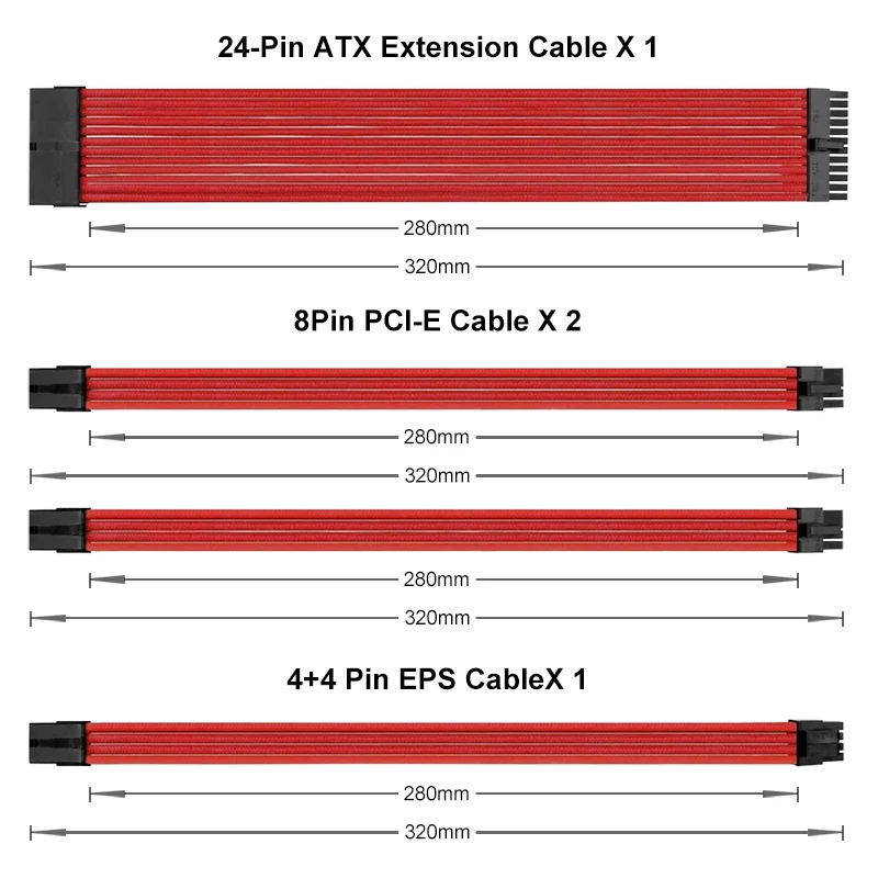 ���� ���� ��ġ ������ ���̺�, 24 �� ATX, 4 �� + 4 �� EPS, 2x6 + 2 �� PCI-E PSU �ͽ��ټ� ���̺� ŰƮ, 30cm, 18AWG