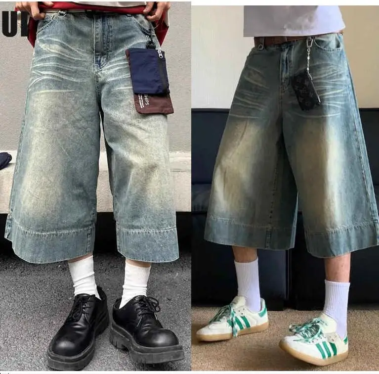 Description Picture 2 of itemCalf-Length Pants Baggy Distressed Jeans Men Hip Hop Goth Streetwear Harajuku Wide Leg Denim Pants