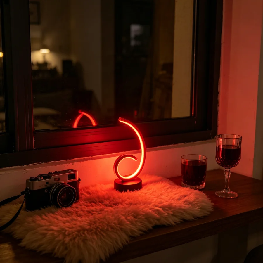 1개입 모던 스파이럴 음표 LED 테이블 램프, RGB 색상 변환 네온 조명, USB 전원 장식 램프 (침실, 파티, 가정용)