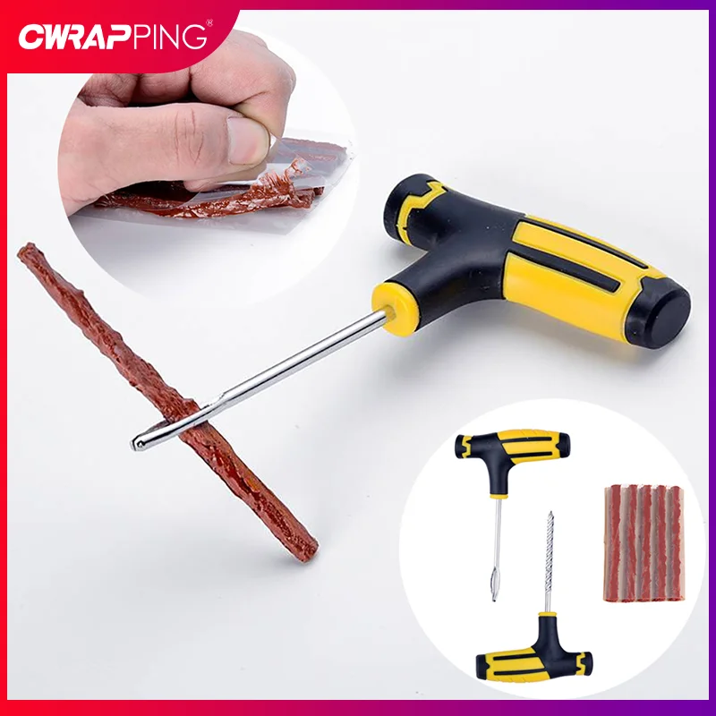 고무 스트립이 있는 자동차 타이어 수리 도구 키트, 튜브리스 오토바이 타이어 펑크 스터드 플러그, 트럭 자동차 타이어 수리 도구 세트