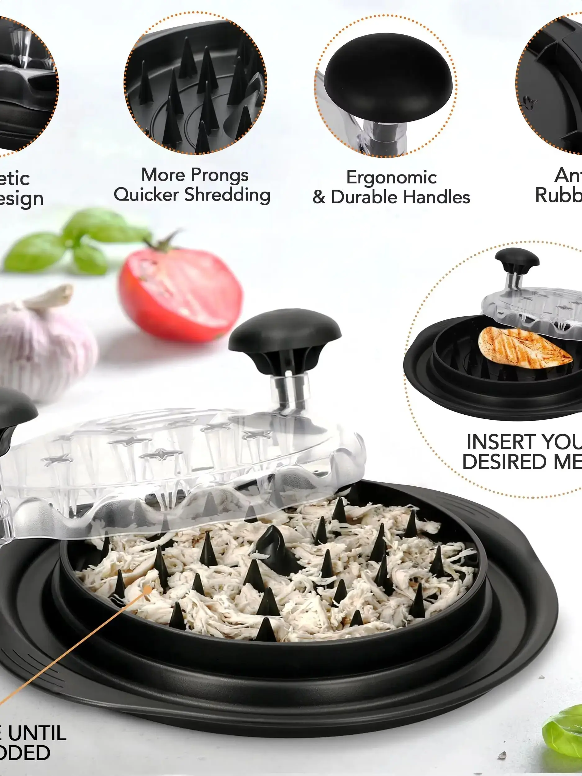 Chicken Shredder Tool Twist ,Visible Chicken Breast Shredder Meat Chopper Kitchen Essentials Gadgets BPA Free,Anti-Slip Butter