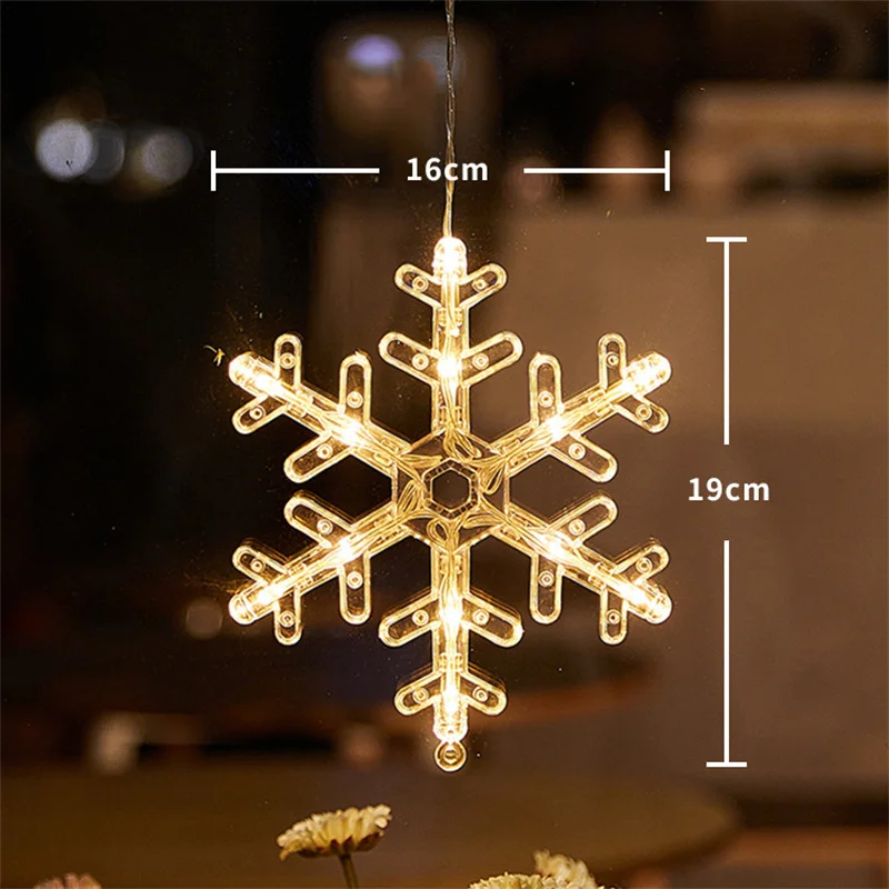 Christmas LED Light Snowflake Santa Hanging Sucker Lamp Window Ornaments Decoration for Home Xmas Navidad 2024 New Year Decor