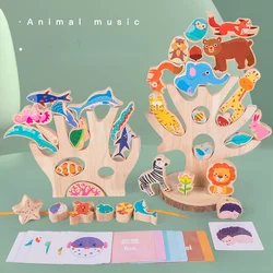 Wooden Animal Building Block Puzzle Game Toy Balance Challenge Parent-Child Interactive Blocks Early Educational Toy Kids Toys