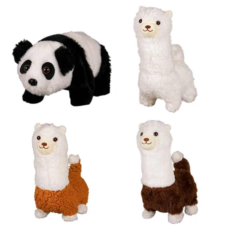 Electric Simulation Alpaca Plush Toy Realistic panda Walking Tail Wagging Shaking Head Stuffed Doll Gift Kids Birthday Xmas Gift
