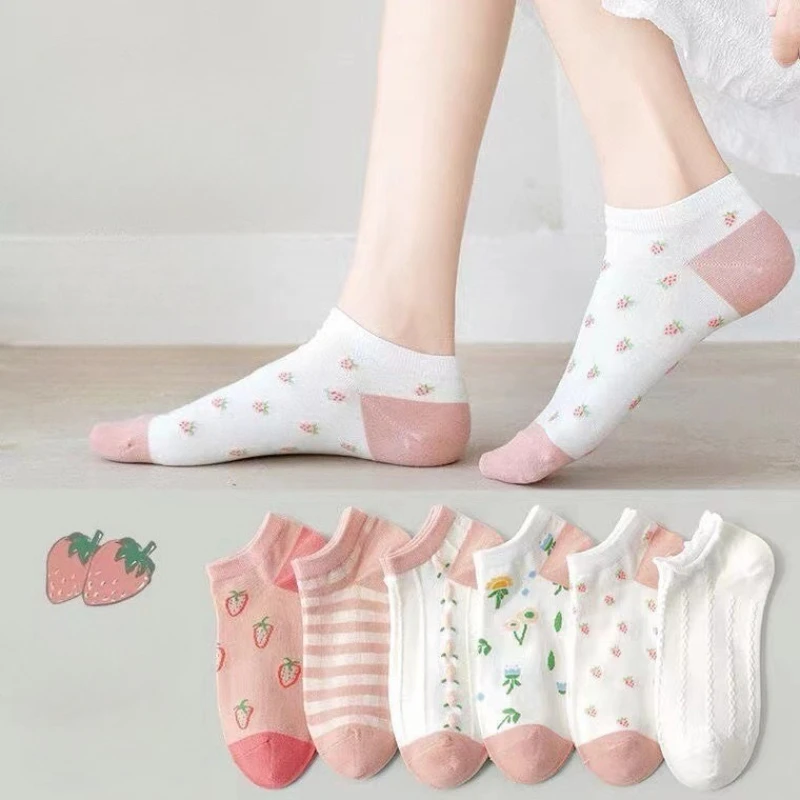 Cute High Quality Socks Pink Cat Thin Spring Summer Seasons Short Tube Cute Boat Sockslow Top Ins Fashion Trendy Socks For Women