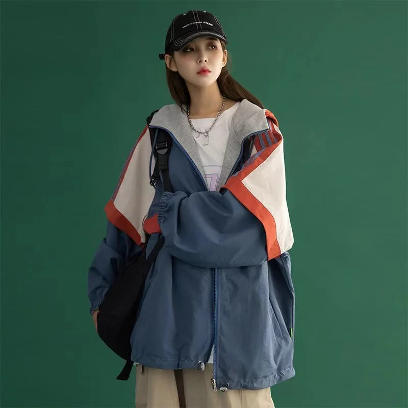 

Women's jackets wear both sides in spring and autumn 2023 new Korean loose jacket women's thin all-match Japanese bf wind jacket