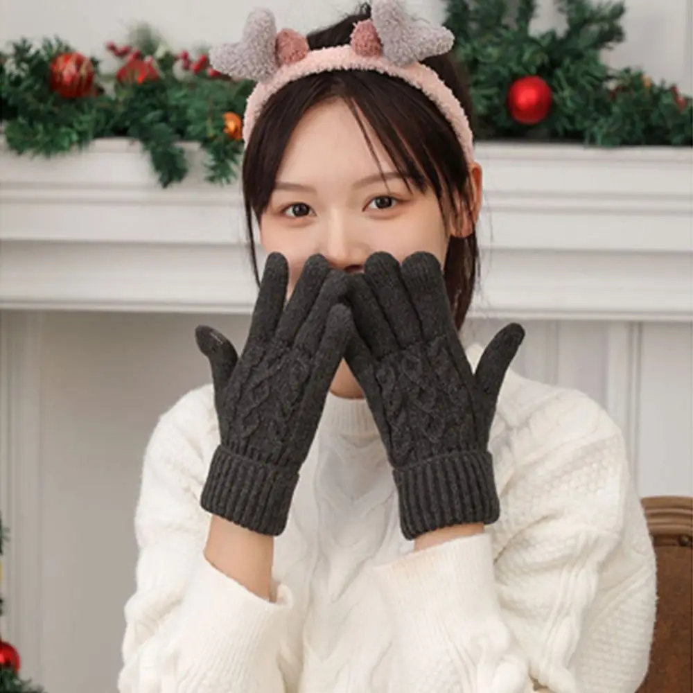 

Soft Warm Touch Screen Twist Cold-proof Christmas Present Knitting Gloves Women Gloves Mittens Winter Gloves