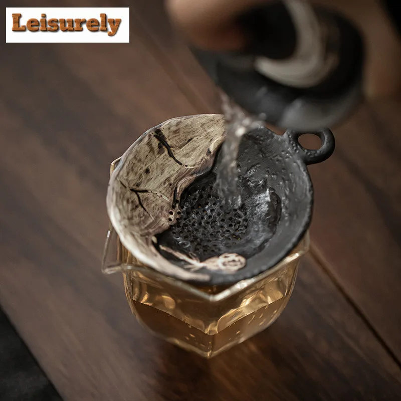 Wabi-sabi Style Lotus Crude Pottery Tea Separator Infusor Ancient Tea Strainer Dispenser Tea Maker Tea Filter Teaset Ornaments