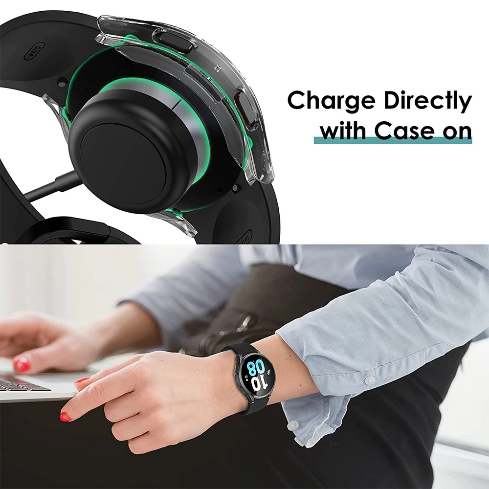 Tempered Glass+ PC Cover for Samsung Galaxy Watch 7 4 5 6 All Coverage Protective Bumper Case Galaxy Watch Accessories glass cover,watch screen protector case,watch cover,watch protective case,watch case,watch protective cover,watch screen protector
