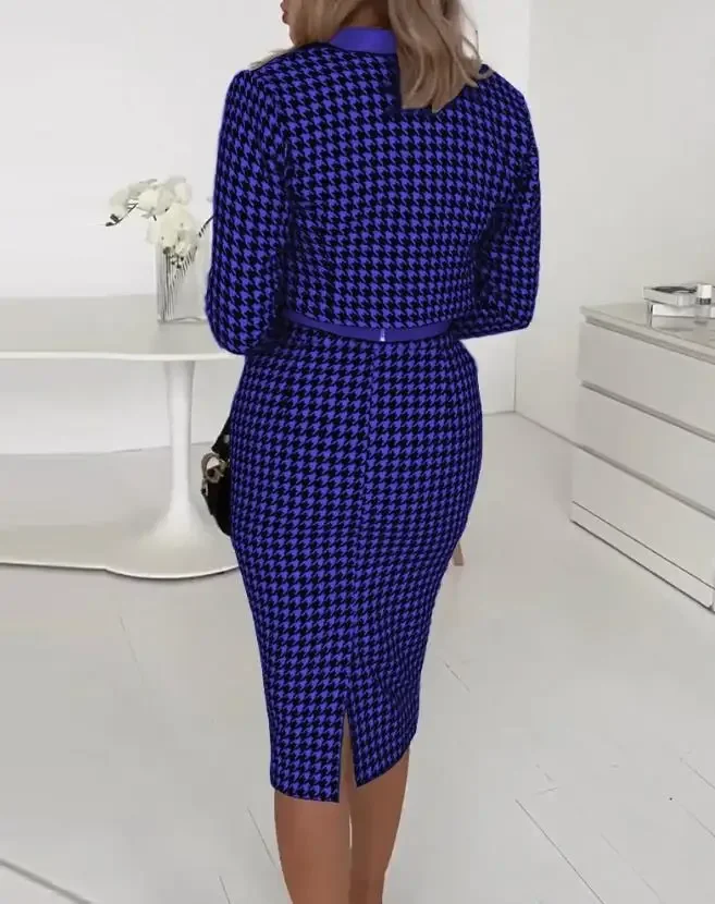 Two Piece Sets Womens Outifits 2023 Autumn Fashion Houndstooth Print Tank Top & Elegant Y2k Skirt Suits with Zipper Fly Jacket