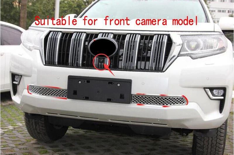 トヨタランドクルーザープラド150 FJ150 2018～低モデル用クロームABSフロントセンターメッシュヘッドライトトリムストリップカバー アクセサリー 適用: トヨタ ランドクルーザー プラド FJ150 2018 2019