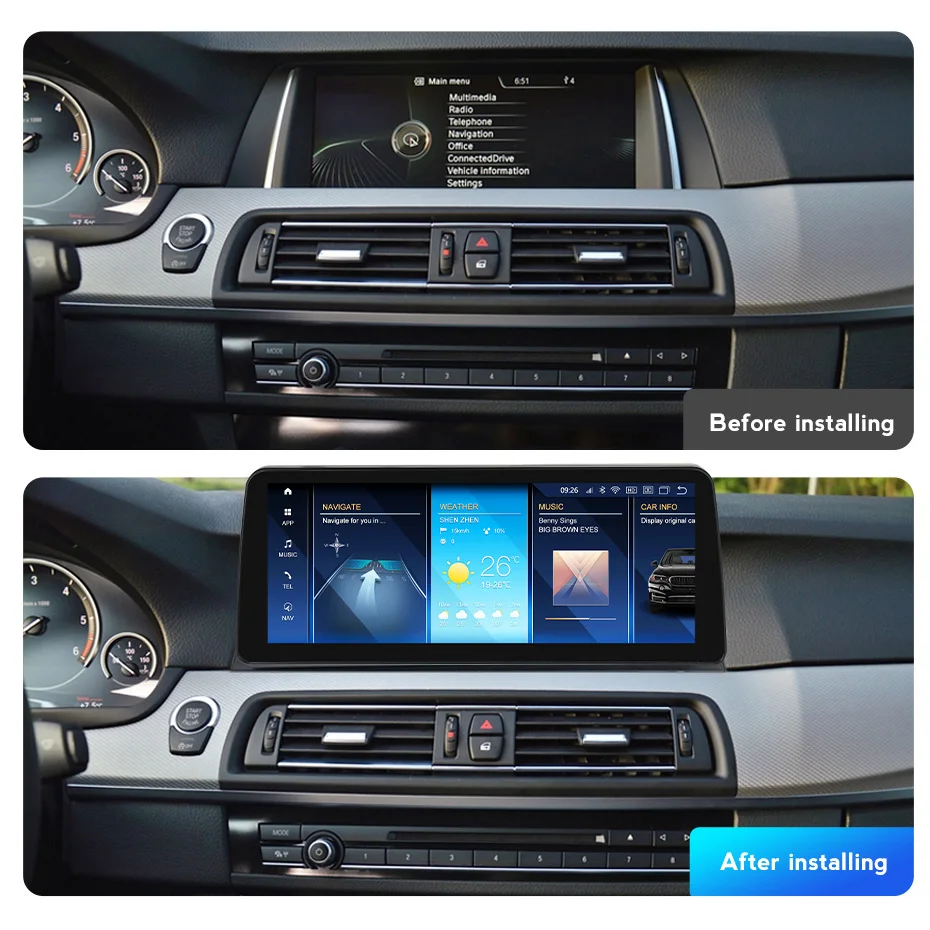 for BMW 5 Series F10 F11 2011-2012 CIC Upgrade Stereo Car Radio Qualcomm  665 (4GB + 64GB) Built-in 4G LTE GPS Navigation Wireless Apple CarPlay