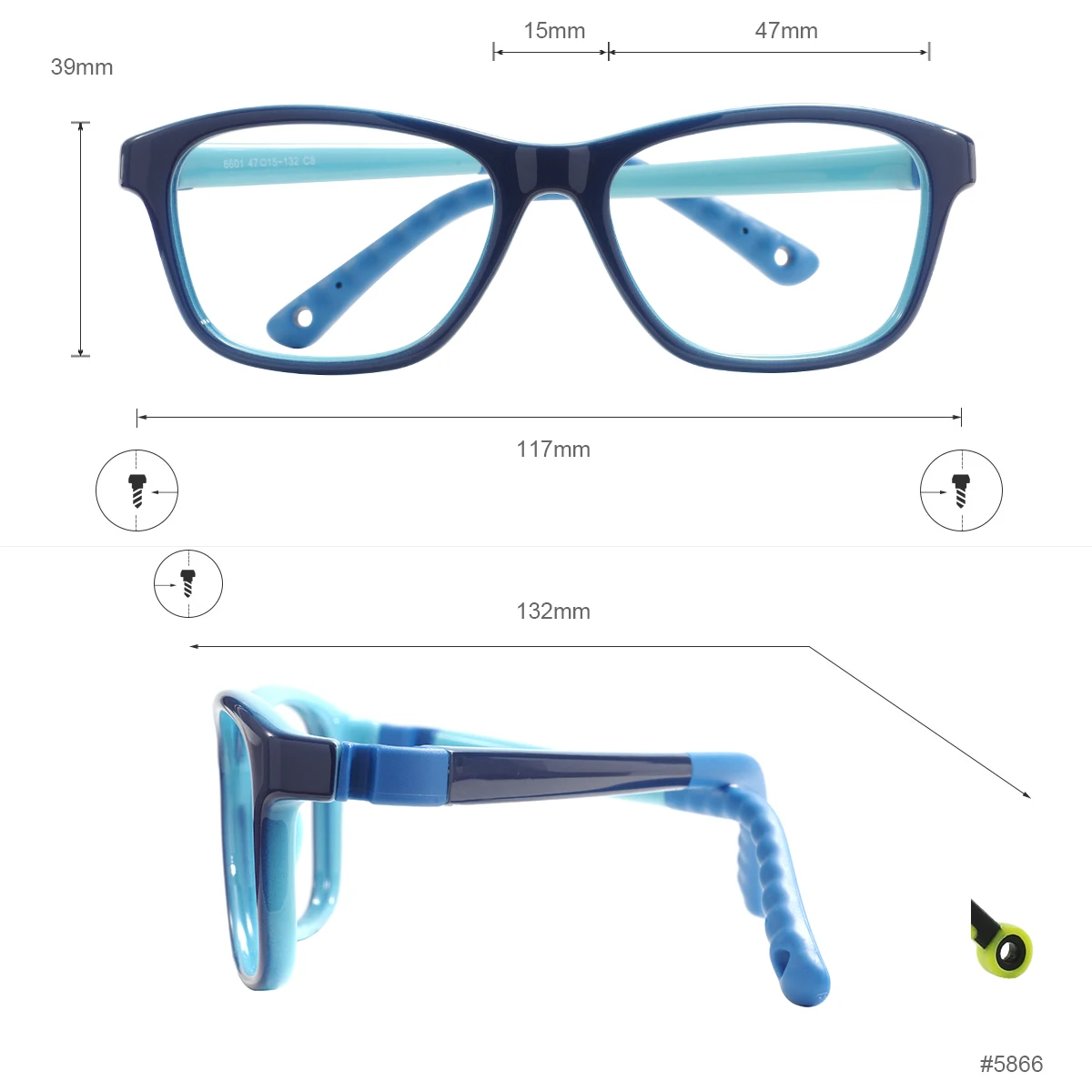 Silicone Flexible Square Blue Light Blocking Glasses For Kids