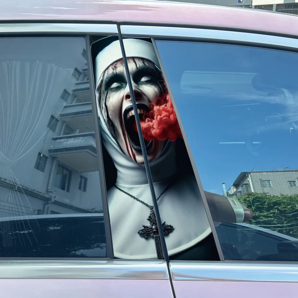 thumbnail image 2 of Terrifying Gothic Nun Car Stickers Auto B-Pillar Car Center 2 of 14