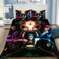 Hot Anime Arcane BeddingSet 3D Print LOL Jinx Adult Boy Girl Bedroom Decoration Duvet cover set Single Double Size Bed Linen 2