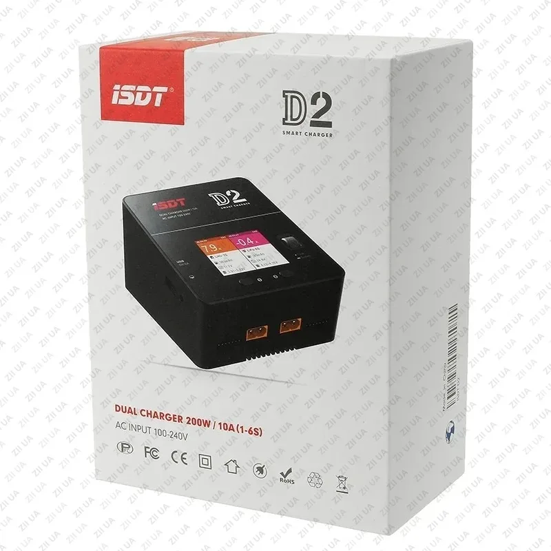 ISDT D2 MARK II 200 Вт, 20 А, двухканальный выход переменного тока, интеллектуальное балансное зарядное устройство для радиоуправляемого автомобиля, самолета, вертолета 2-6S Lipo LiHv LiFe thumbnail 5