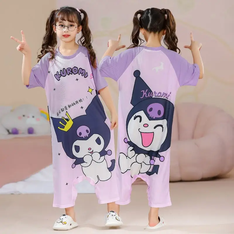 

Пижама для девочек Sanrio серия аниме мультфильм kuromi Cinnamoroll melody Комбинезон 1 шт. хлопковая Летняя Детская Повседневная Пижама с коротким рукавом