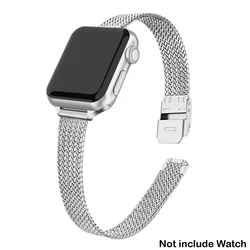 Elegant Milanese Stainless Steel Apple Watch Band - Ultra Slim Design - 38mm 40mm 41mm (Silver)