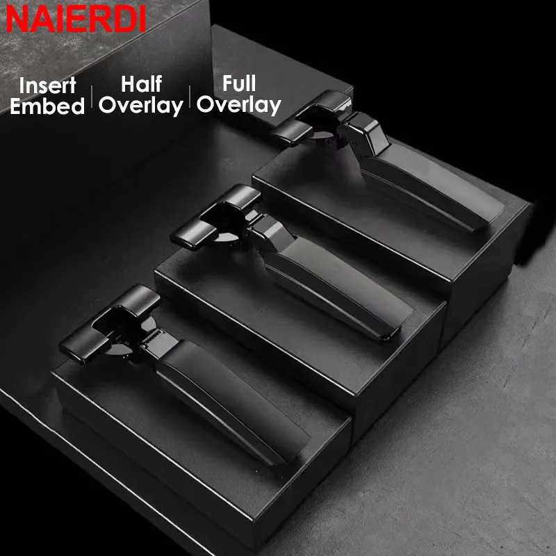 NAIERDI 2PCS 검은 유압 경첩 냉간 압연 강철 캐비닛 도어 힌지 댐퍼 버퍼 소프트 닫기 주방 찬장 가구
