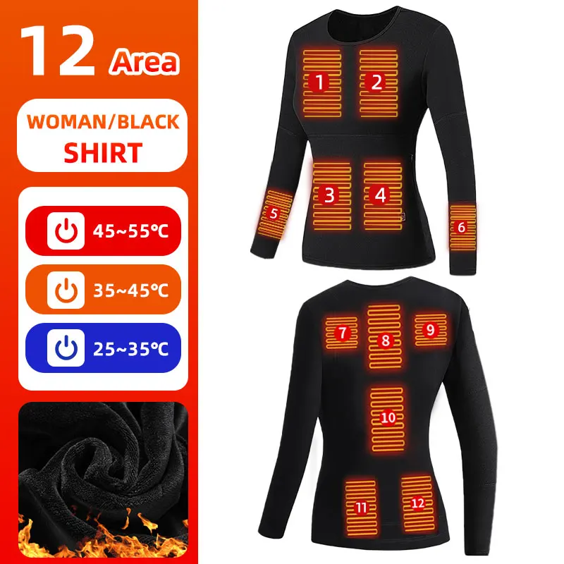 thumbnail image 1 of Conjunto de ropa interior con calefacción de 22 zonas para hombre y mujer, traje de invierno con calefacción, pantalón térmico para motocicleta con alimentación eléctrica por USB, 1 of 5