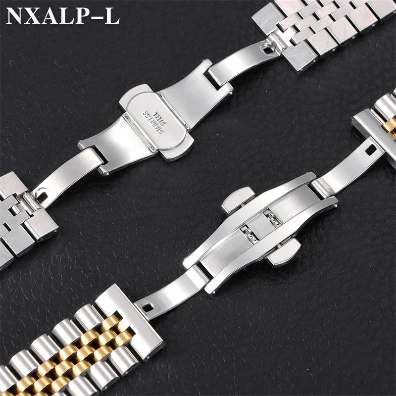 Premium Curved End Stainless Steel Watch Band with Butterfly Buckle