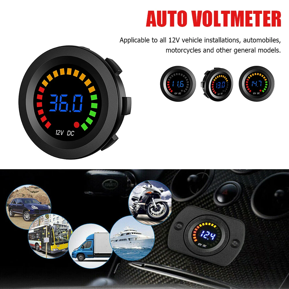 Auto Motorcycle LED Digital Display Voltmeter 5-36V Outdoor Personal Car Accessories for 12V Car Volt Panel Meter