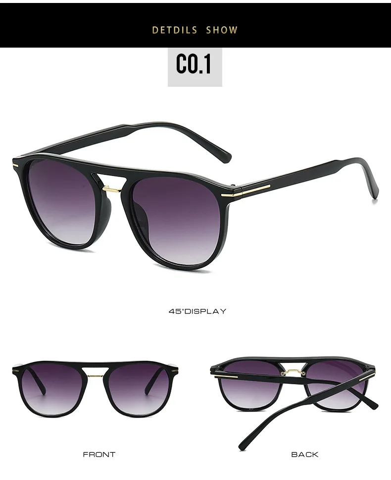 2026 Aviator Retro Sonnenbrille Europäische Street-Photography Quadratische Doppelbalken-Sonnenbrille für Outdoor und Autofahren – Detail 7