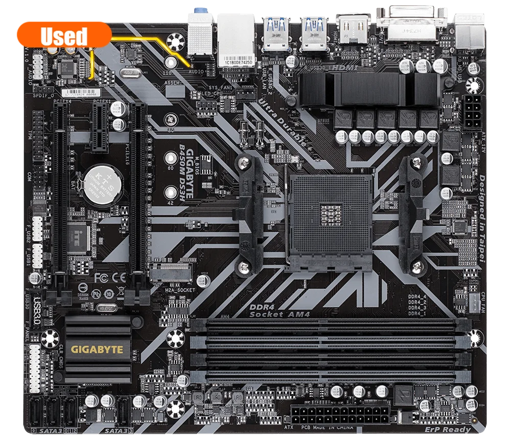 기가바이트 GA-B450M DS3H, AMD AM4 Ryzen 3/5/7/9 1th.2th.3th.Athlon USB3.1 HDMI M.2 B450 Micro-ATX 데스크탑 PC 마더보드 