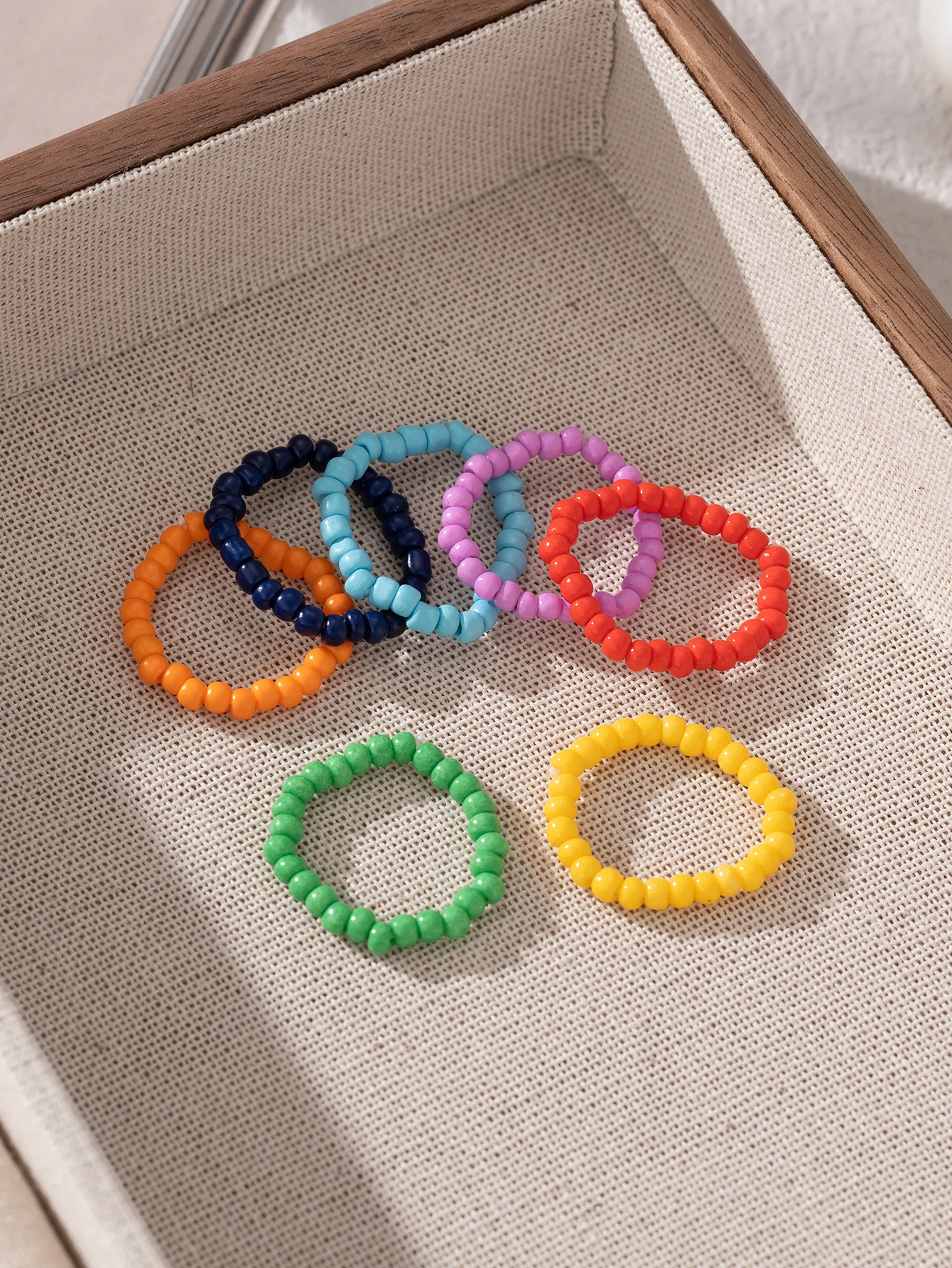 Handmade Beads Elastic Folded Ring Jewelry Womens