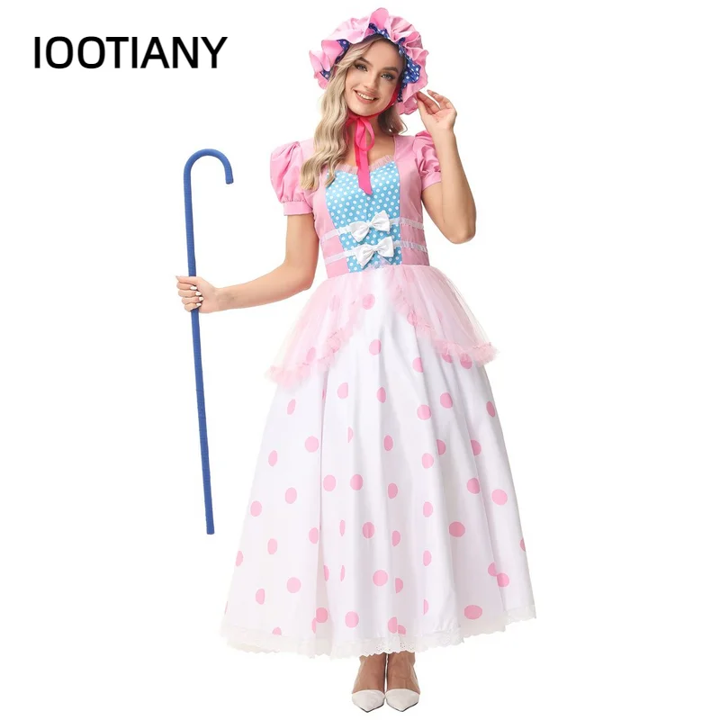 

Halloween Carnival Party Toy Cosplay Story Costume Stage Performance Princess Puff Sleeve Fancy Pink Dress Christmas Clothing