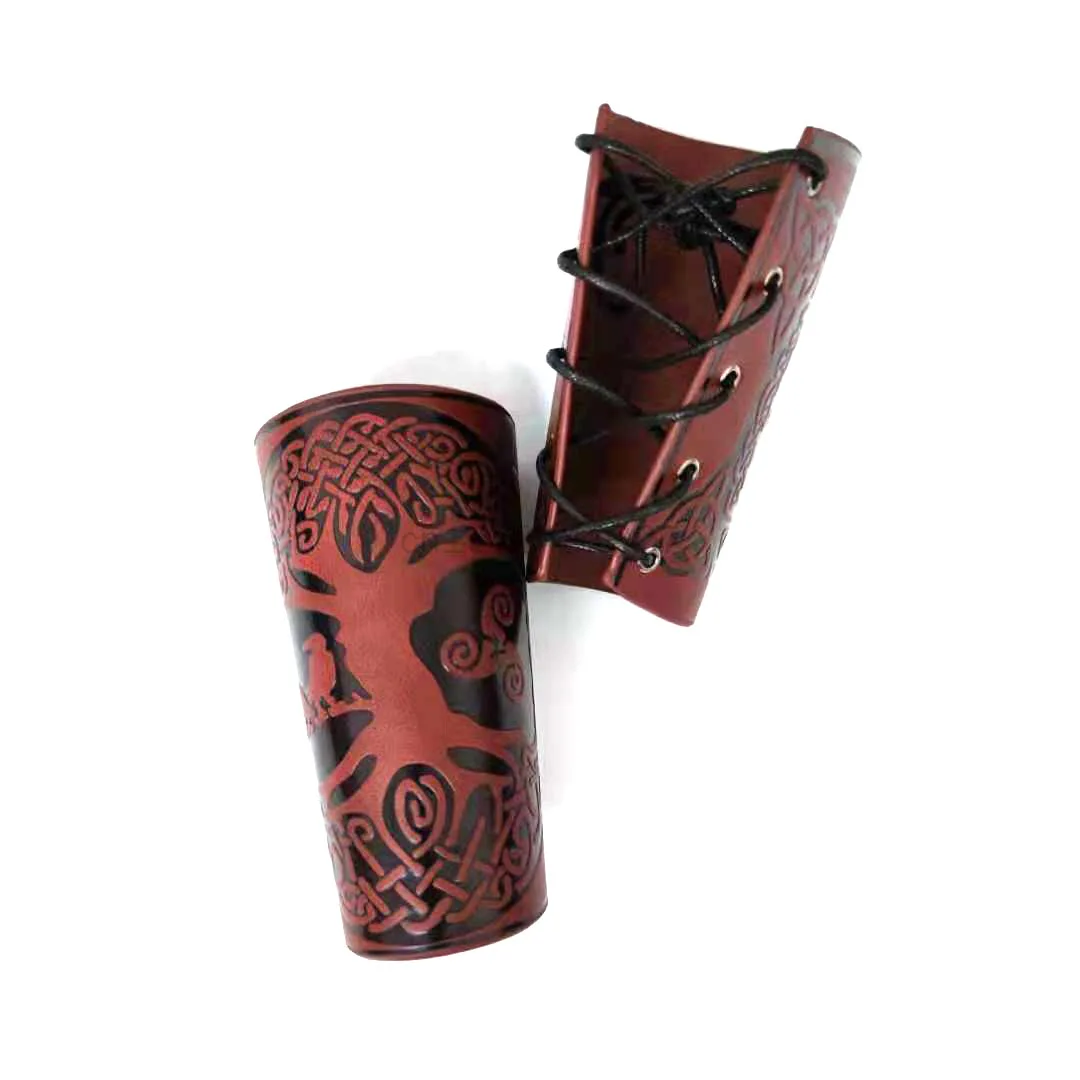 

Traditional Cowhide Leather Archery Arm Guard Forearm Guards Adjustable Bow Arm Protector Viking Armband Bracelet