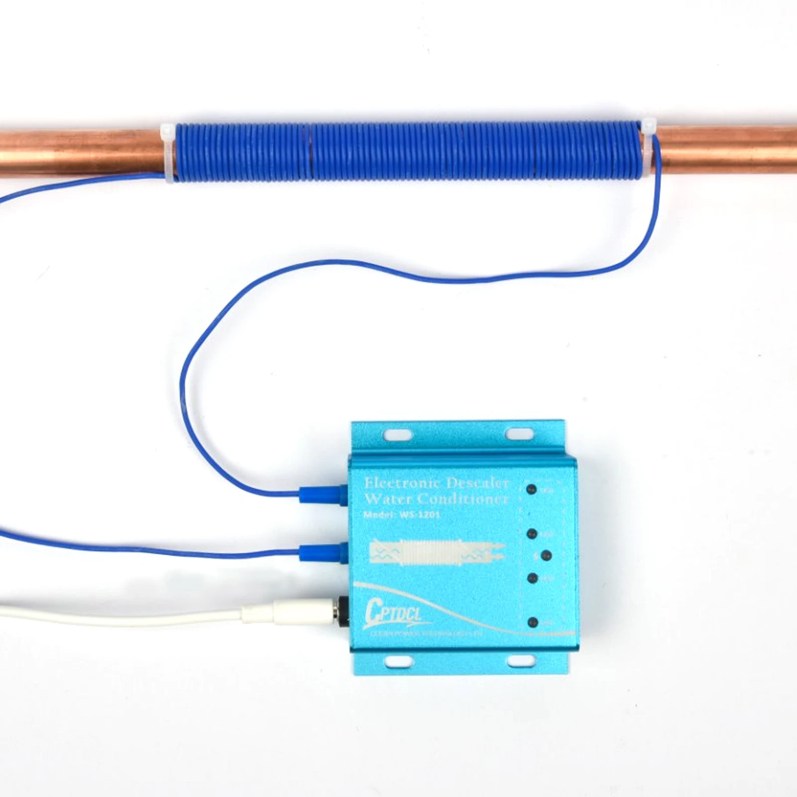 Descalcificador Electrónico De Agua Sin Sal | Para Toda La Casa | Reduce La Cal Sin Productos Químicos | Color Azul