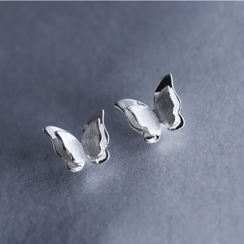 

Sweet Romance Silver Butterfly Ear Studs for Women Wedding Earrings Elegant Fine Jewelry Accessories Brincos Prevent Allergy