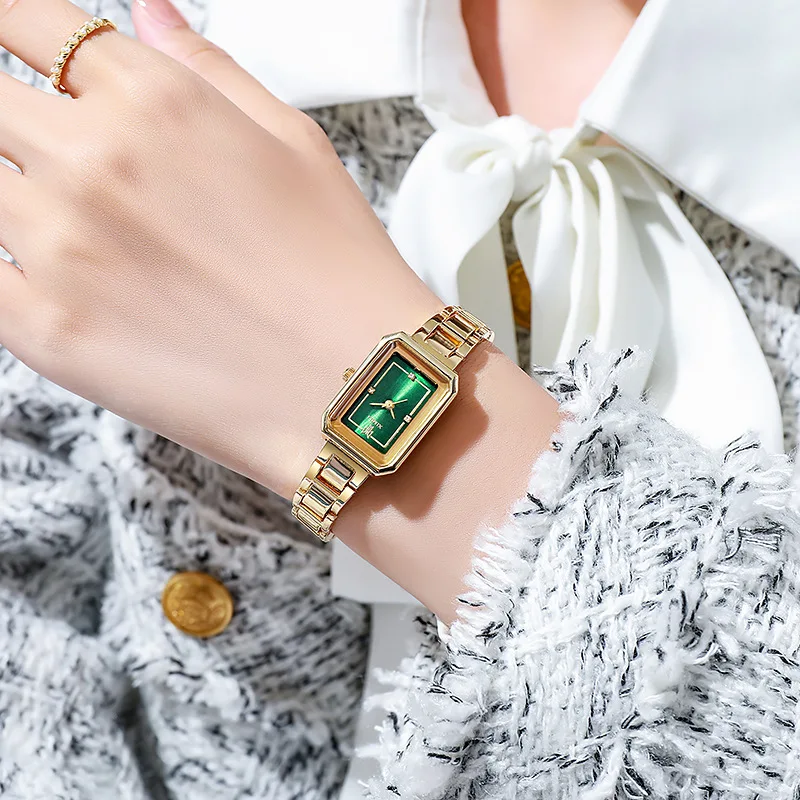 MAYZHISU Women Watch Luxury Alloy Strap Ladies Quartz Wristwatches Fashion Women's Square Watches Simple Female Folding Clock