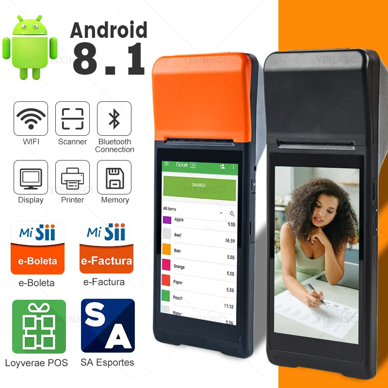 PDA Q8 Android 8 1 POS терминал портативный термальный 58 мм принтер для проверок