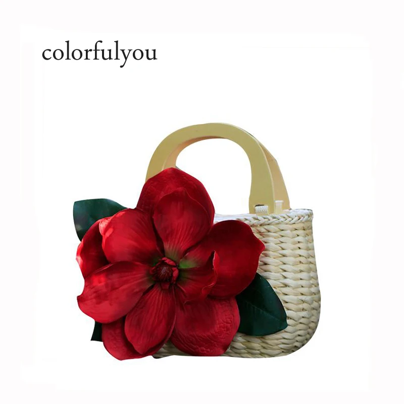 

2023 NEW Woven Beach Bags Women Straw Handbags Fashion Zipper Handmade Bolsa Feminina Flower Ladies Hand Bags Female XPU1004