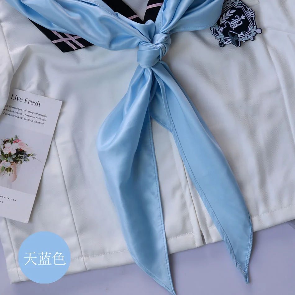 School Girls Triangular scarf Tie Japanese Korean Students Tie Necktie Choker For JK Uniforms Neckwear Red Green Navy Pink Blue 4