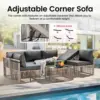 7 Pieces Outdoor Sectional Set, All-Weather PE Rattan Patio Conversation Set,Wicker Adjustable Patio Furniture Set with Washable 3