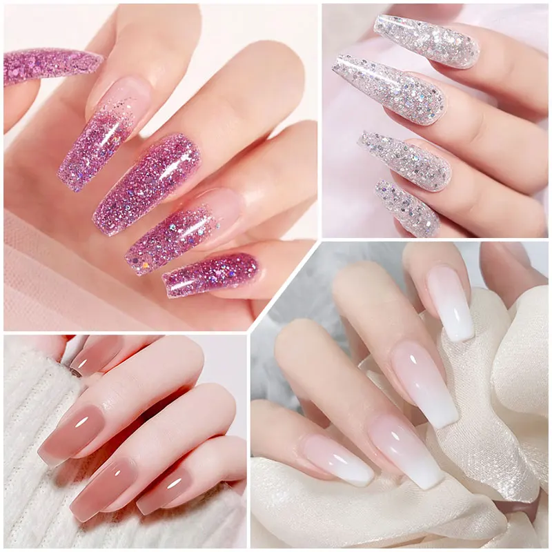 Nail Extension Kit Acrylic Gel Polish Nail Polish with UV LED Nail Lamp Manicure Kit and Base Coat Top Coat for Salon and Home 6