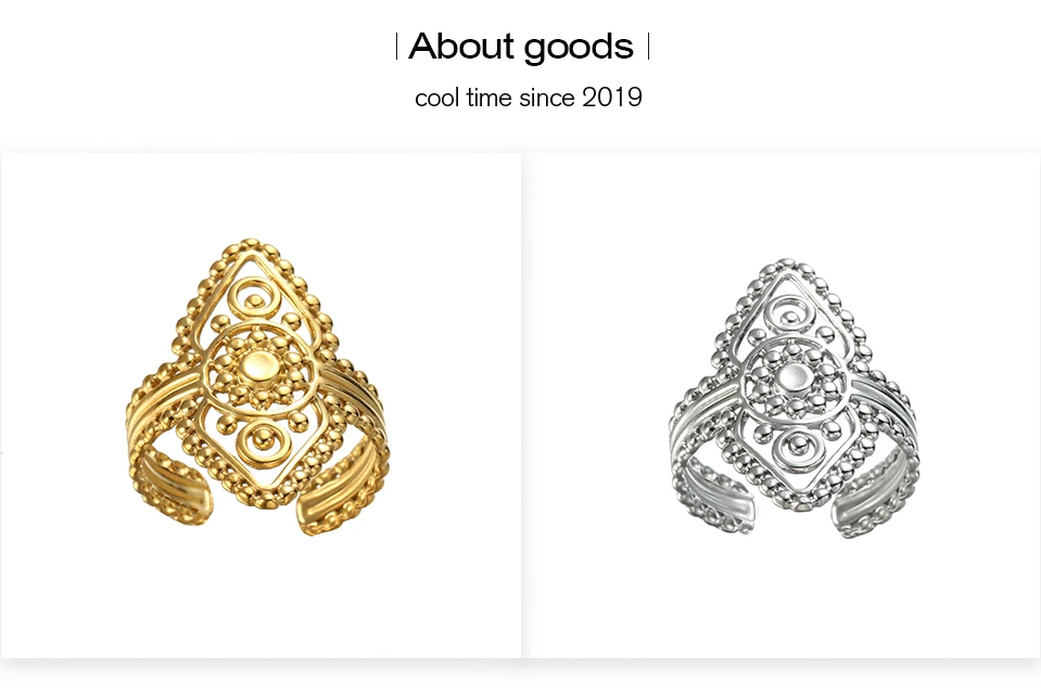 COOLTIME Indische Blume des Lebens Ringe für Männer Frauen Edelstahl Einstellbare Gold Farbe Ringe Mode Schmuck Geschenk Großhandel – Detail 15