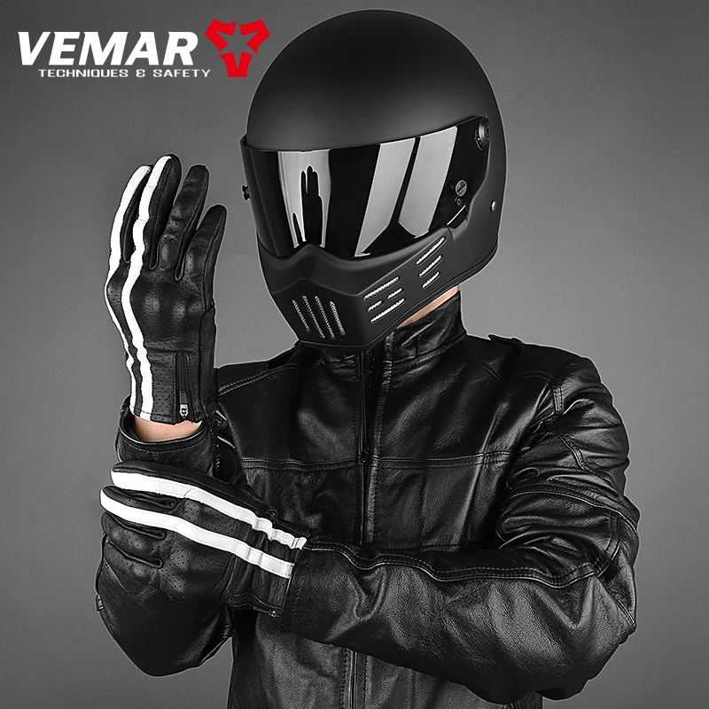 

Summer Four Season Breathable Touch Screen Motorcycle Riding Leather Gloves Men Women Anti-drop Rider Vintage Motocross Gloves