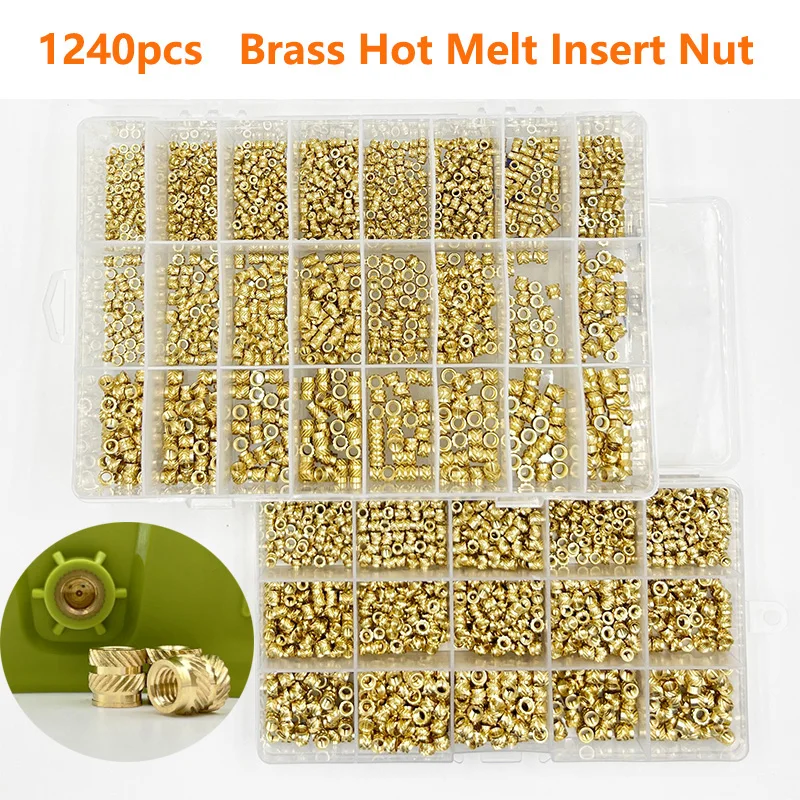 Inserção de Latão Hot Melt Porca Recartilhado Moldagem por Calor Injeção Dupla de Twilção Porca de Embutimento Rosca Impressora 3d m2 M3m4m6 901240 Pcs