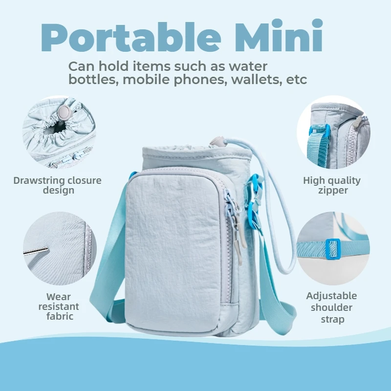 Compact Water Bottle Carrier Bag with Adjustable Strap and Phone Pocket