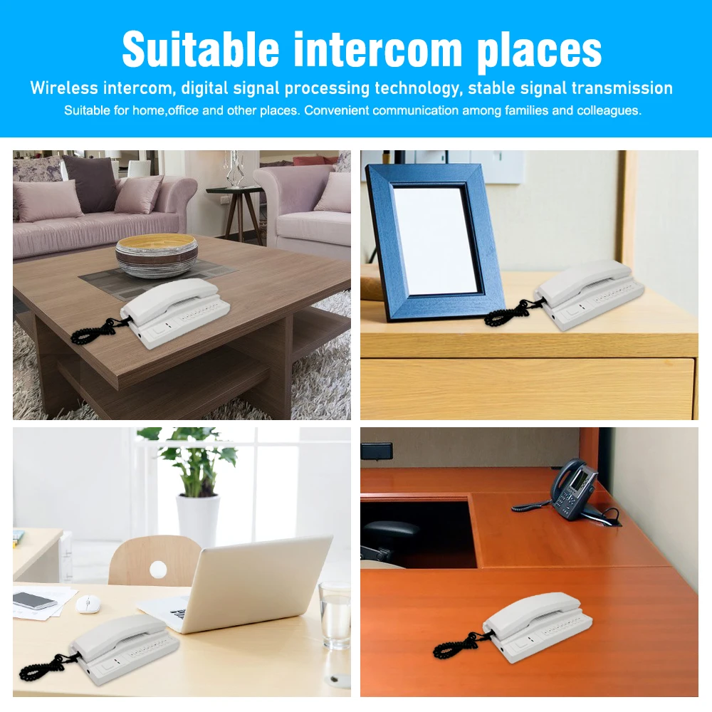 ANJIELO Wireless Telephone Intercom System Expandable for Warehouse Office Hospital Building Interphone Maison Home Phone