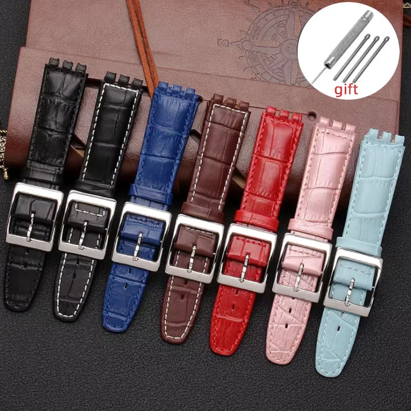 17Mm 19Mm Per Swatch Ycs Yas Ygs Rosso Bianco Rosa Blu Donna Uomo Cinturino In Vera Pelle Cinturino Cinturino Accessori Per Cinturino