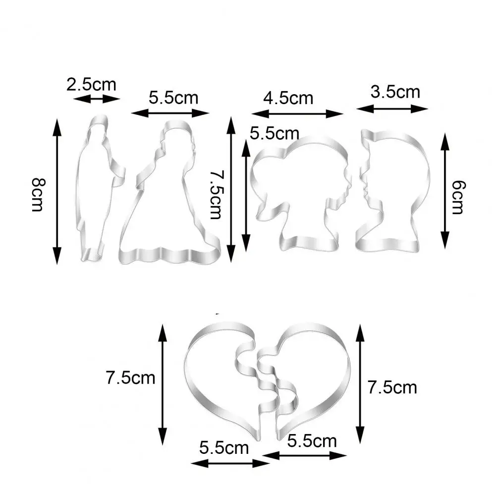 Stainless Steel Heart-shaped Mold Non-stick Dessert Mold Heart Shape Cookies Cutters Set for Valentine's Day Baking