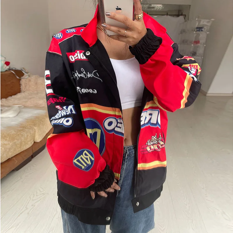 PrintBomberJacketWomenLongSleeveZipperOuterwearSpringand