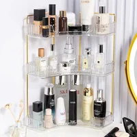 Bathroom Corner Storage Shelf Kitchen Home Organizer Rack Acrylic Makeup Lipstick Skincare Shampoo Tabletop Holder 2/3 Layers 2